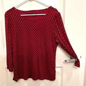 TALBOTS Elegant Long-Sleeve Velvet Polka Dot Formal Shirt